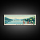 Beech Fork Lake West Virginia Framed Canvas Print, Panoramic Wall Art, Midcentury Modern, Pop Art, Travel Poster, Scenic Lake House Decor, Bedroom Art