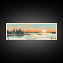 Big Sandy Lake Saskatchewan Framed Canvas Print, Panoramic Travel Poster, Midcentury Modern Wall Art, Pop Art, Lake House Decor, Nature Art