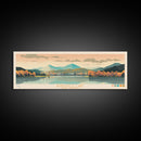 Burnsville Lake West Virginia Framed Canvas Print, Midcentury Modern Panoramic Wall Art, Living Room Decor, Pop Art, Travel Poster Art, Scenic Nature Painting
