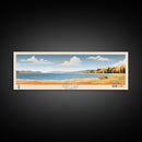 Burt Lake Michigan Framed Canvas Print, Pop Art Panoramic Travel Poster, Midcentury Modern, Wall Art, Scenic Nature Painting, Bedroom Decor