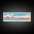 Fort Peck Lake Montana Framed Canvas Print, Panoramic Wall Art, Midcentury Modern, Pop Art, Bedroom Decor, Travel Poster, Nature Art, Artistic Decor