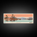 Honey Lake California Framed Canvas Print, Panoramic Art, Midcentury Modern, Pop Art, Living Room Wall Art, Travel Poster, Nature Decor