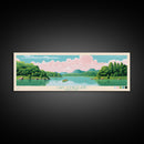 Lake Cumberland Kentucky Framed Canvas Print, Panoramic Art, Midcentury Modern, Pop Art, Living Room Wall Art, Travel Poster, Lake House Decor
