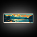 Lake Cushman Washington Framed Canvas Print, Panoramic Wall Art, Midcentury Modern, Pop Art, Bedroom Decor, Travel Poster, Living Room Art