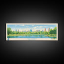 Lake Harriet Minneapolis Framed Canvas Print, Panoramic Wall Art, Midcentury Modern, Pop Art, Lake House Decor, Travel Poster, Living Room Art