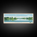 Lake Hopatcong New Jersey Framed Canvas Print, Panoramic Wall Art, Midcentury Modern, Pop Art, Lake House Decor, Travel Poster, Living Room Art