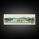 Lake Keowee South Carolina Framed Canvas Print, Panoramic Wall Art, Midcentury Modern, Pop Art, Living Room Decor, Travel Poster, Bedroom Art