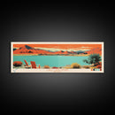 Lake Lahontan Nevada Framed Canvas Print, Panoramic Wall Art, Midcentury Modern, Pop Art, Living Room Decor, Travel Poster, Bedroom Art