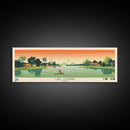 Lake Manawa Iowa Framed Canvas Print, Panoramic Wall Art, Midcentury Modern, Pop Art, Living Room Decor, Travel Poster