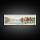 Lake Sinclair Georgia Framed Canvas Print, Panoramic Wall Art, Midcentury Modern, Pop Art, Living Room Decor, Travel Poster, Lake House Art