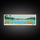 Logan Martin Lake, Alabama Panoramic Wall Art Framed Canvas Print, Midcentury Modern, Pop Art, Home Decor, Travel Poster, Bedroom Art