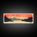 Nantahala Lake, North Carolina Framed Canvas Print, Panoramic Wall Art, Midcentury Modern, Pop Art, Home Decor, Travel Poster, Bedroom Art