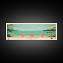 Portage Lake, Michigan Framed Canvas Print, Bedroom Art, Midcentury Modern, Pop Art, Panoramic Wall Art, Travel Poster