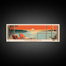 Saugatuck Reservoir, Connecticut Framed Canvas Print, Panoramic Travel Poster, Midcentury Modern Art, Home Decor, Pop Art, Wall Decoration