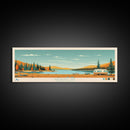 Sheridan Lake, South Dakota Framed Canvas Print, Panoramic Wall Art, Midcentury Modern Decor, Pop Art, Travel Poster, Living Room Decoration