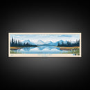 Shogvik Lake, Alaska Framed Canvas Print, Panoramic Travel Poster, Midcentury Modern Art, Home Decor, Pop Art, Wall Art