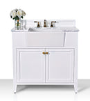 Adeline Bathroom Vanity with Farmhouse Sink and Carrara White Marble Top Cabinet Set Villohome