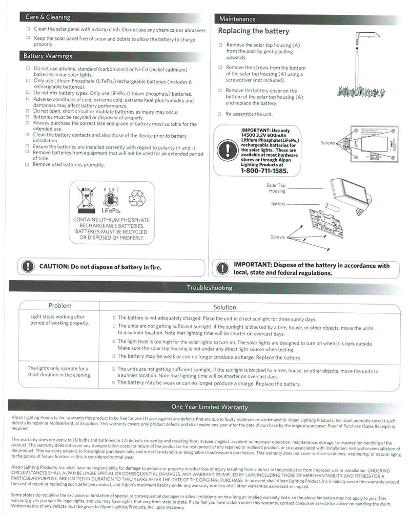 Energizer Solar LED Pathway Lights 30 Lumen Oil-Robbed Bronze, 6-Pack