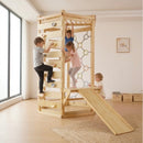 Hawthorn Indoor Playground | 93" Montessori Climbing Gym with Slide & Rope Net