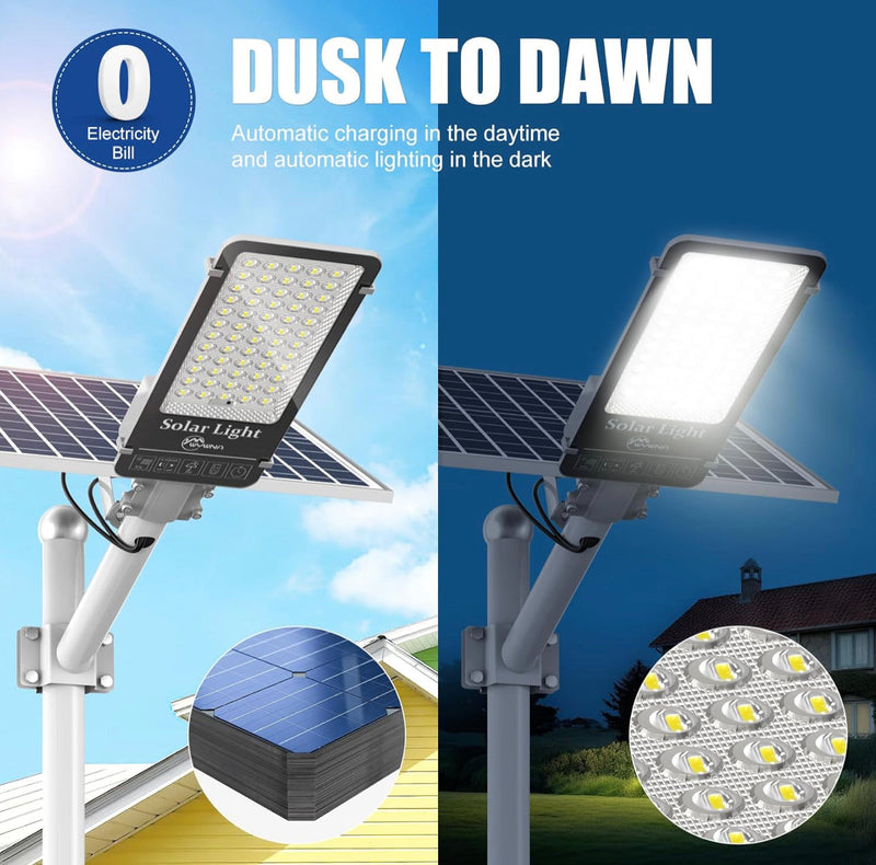 Solar Street Light 1200W Solar Street Lights Outdoor Waterproof 120000LM Solar Powered Led Street Light Dusk to Dawn Super Bright Commercial