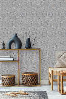 Multicolored Dots on Grey Background Wallpaper