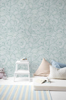 Japanese Blue Waves Pattern Wallpaper