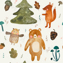 Baby fox with Acorn Wallpaper - Nursery Wall Decor Wallpapers