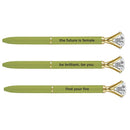 Future Is Female Chartreuse Green Gem Pen | Giftable Single Pen | Novelty Office Desk Supplies