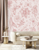 Stylish Modern Pink Floral Wallpaper