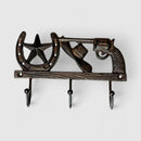 Cowboy 3-Hook Wall Rack, Cast Iron for Coats, Hats or Bags