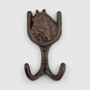 Horseshoe Double Wall Hook, Vintage Cast Iron for Coats, Keys or Towels