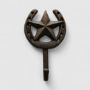 Star and Horseshoe Wall Hook, Cast Iron for Coats, Keys or Leashes