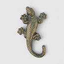 Gecko Wall Hook, Green and Gold Cast Iron for Keys, Towels or Hats
