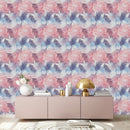 Pink and Blue Exotic Leaves Wallpaper