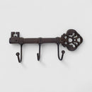 Key Hook Rack, Antique Cast Iron, 3 Hooks for Keys, Coats or Hats