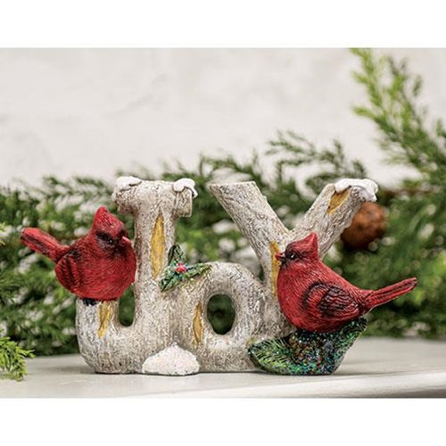 Resin "Joy" Branch Table Sitter w/Cardinals