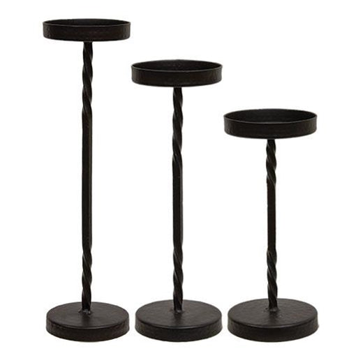 3/Set Wrought Iron Twisted Pillar Holders