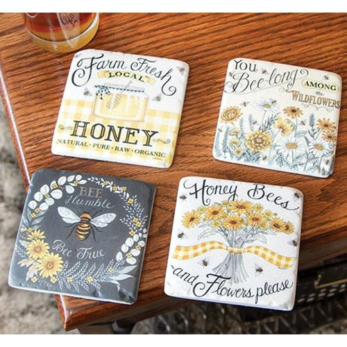 4/Set Farm Fresh Honey Resin Coasters