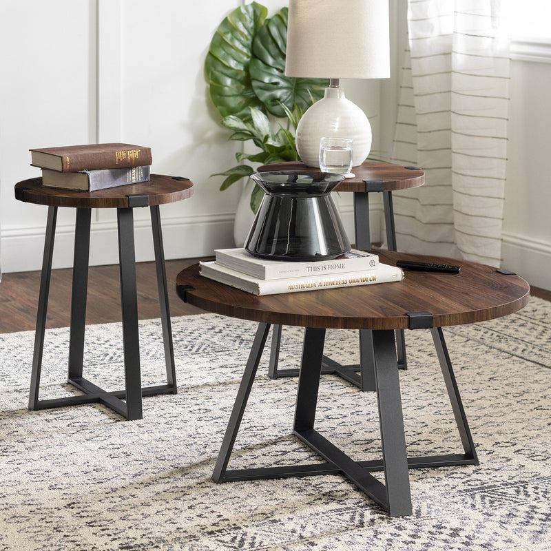 3 Piece Metal Wrap Coffee & Side Table Group