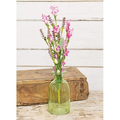 Beveled Green Glass Bottle Vase