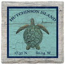 Hutchinson Island Sea Turtle Blue Latitude Longitude Coaster Set