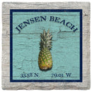 Jensen Beach Pineapple Blue Latitude Longitude Coaster Set