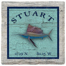 Stuart Sailfish Blue Latitude Longitude Coaster Set