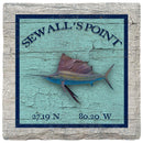 Sewall's Point Sailfish Blue Latitude Longitude Coaster Set