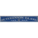 Hutchinson Island Starfish Navy Latitude Longitude | Wall Art Print on Real Wood