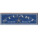 Stuart Starfish Navy Latitude Longitude | Wall Art Print on Real Wood