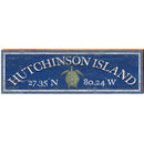 Hutchinson Island Sea Turtle Navy Latitude Longitude | Wall Art Print on Real Wood