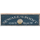 Sewall's Point Sea Shell Navy Latitude Longitude | Wall Art Print on Real Wood