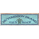 Hutchinson Island Sea Turtle Blue Latitude Longitude | Wall Art Print on Real Wood