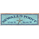 Sewall's Point Starfish Blue Latitude Longitude | Wall Art Print on Real Wood